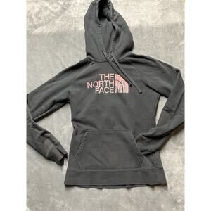 The North Face Sweatshirt Woman’s Sz S Black Multicolored Graphic Print Hoodie